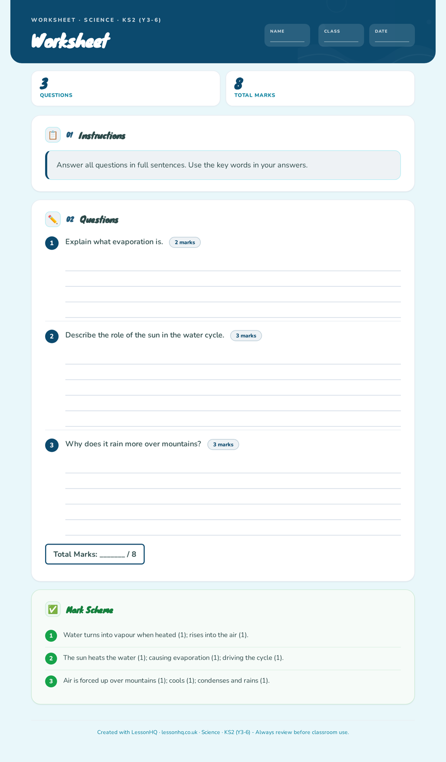 Generated worksheet
